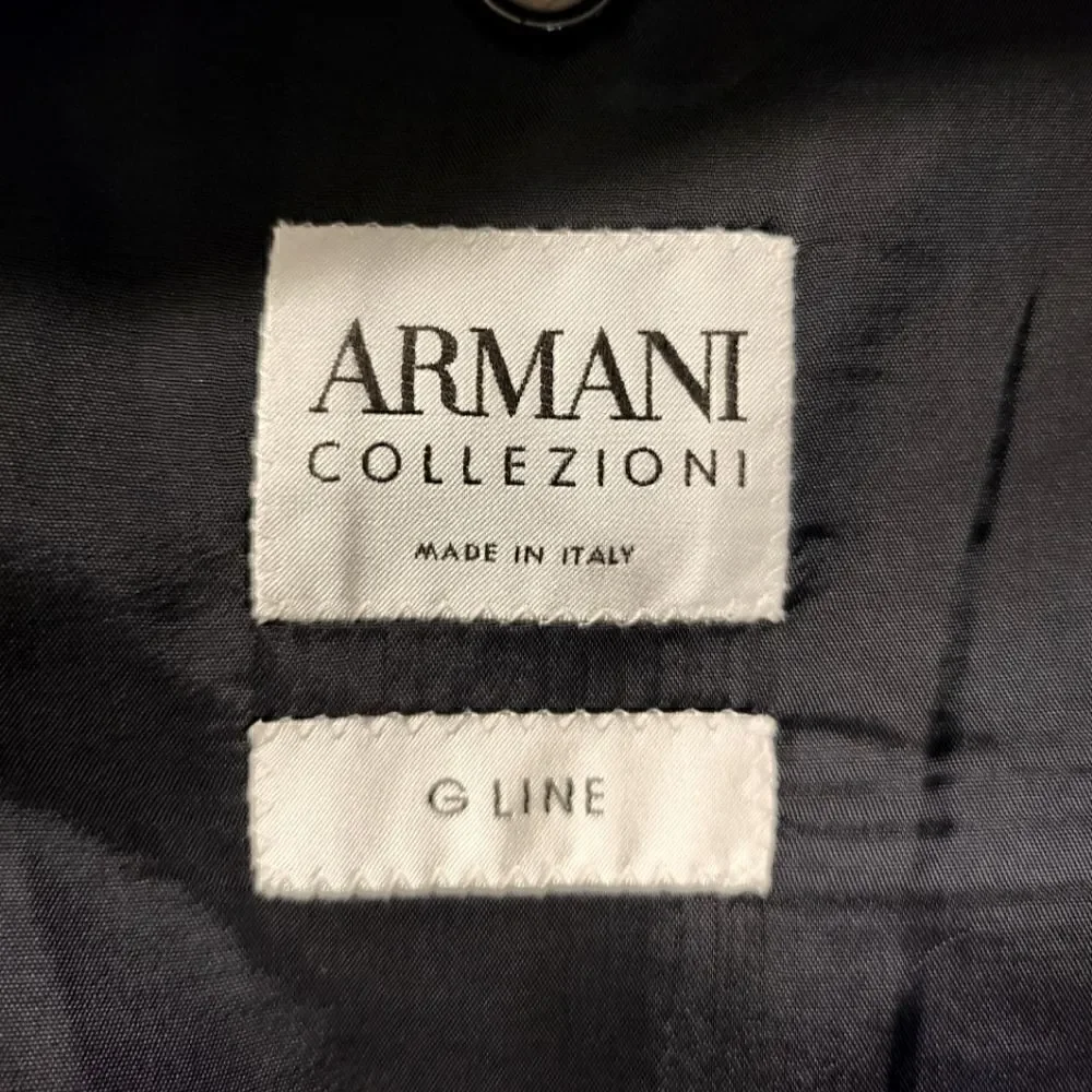 Armani Collezioni G-Line Single Breasted Wool And Silk Blend Blazer Blue